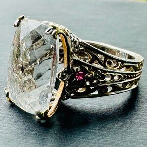 Michael Valitutti Gems En Vogue Quartz Rhodolite Garnet Silver Ring Silver